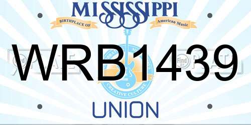 WRB1439 Mississippi License Plate