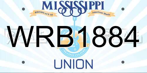 WRB1884 Mississippi License Plate