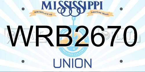 WRB2670 Mississippi License Plate