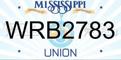 WRB2783 Mississippi License Plate