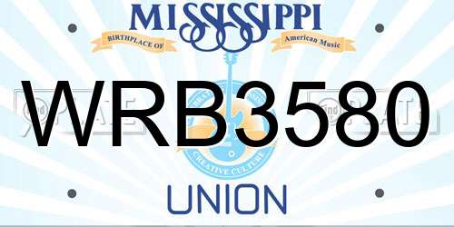 WRB3580 Mississippi License Plate