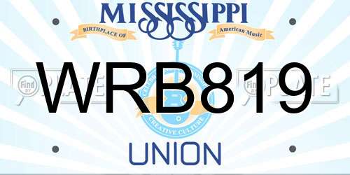 WRB819 Mississippi License Plate