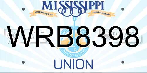 WRB8398 Mississippi License Plate