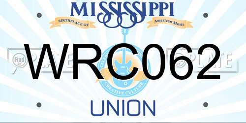 WRC062 Mississippi License Plate