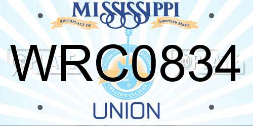 WRC0834 Mississippi License Plate