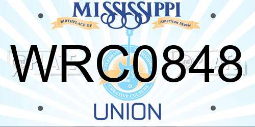 WRC0848 Mississippi License Plate