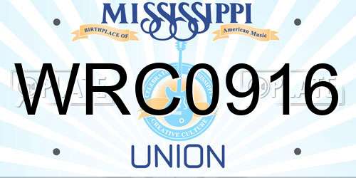 WRC0916 Mississippi License Plate