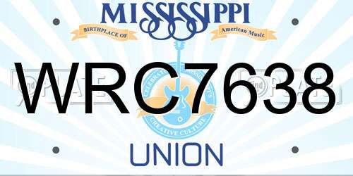 WRC7638 Mississippi License Plate