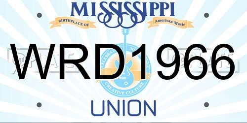 WRD1966 Mississippi License Plate