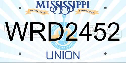 WRD2452 Mississippi License Plate