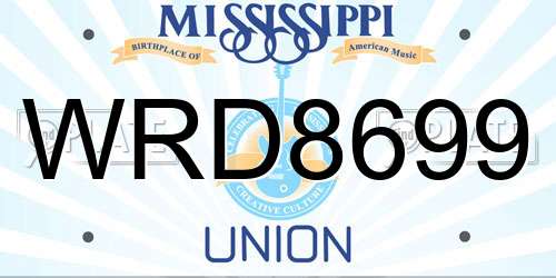 WRD8699 Mississippi License Plate