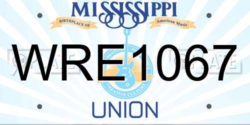 WRE1067 Mississippi License Plate
