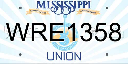 WRE1358 Mississippi License Plate