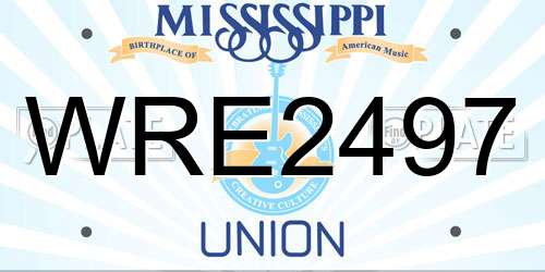 WRE2497 Mississippi License Plate