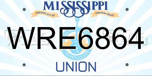 WRE6864 Mississippi License Plate