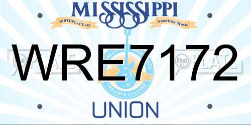WRE7172 Mississippi License Plate
