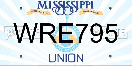 WRE795 Mississippi License Plate