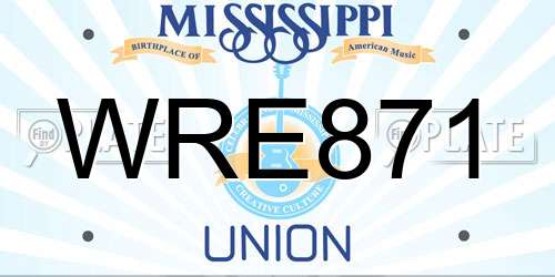 WRE871 Mississippi License Plate