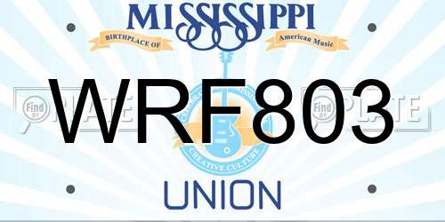 WRF803 Mississippi License Plate