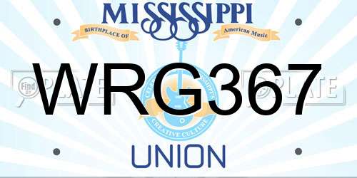 WRG367 Mississippi License Plate