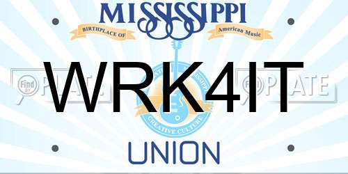 WRK4IT Mississippi License Plate