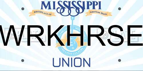 WRKHRSE Mississippi License Plate
