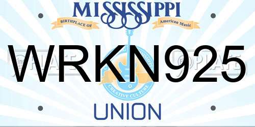 WRKN925 Mississippi License Plate
