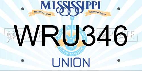 WRU346 Mississippi License Plate