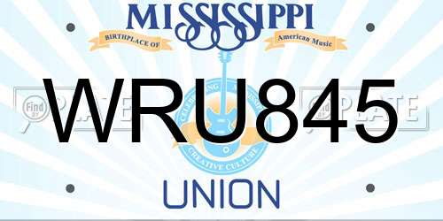 WRU845 Mississippi License Plate