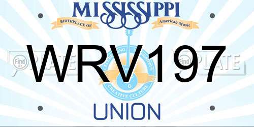 WRV197 Mississippi License Plate