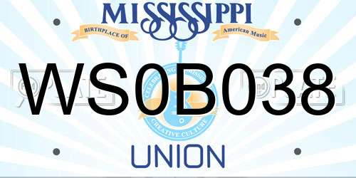 WS0B038 Mississippi License Plate