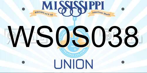 WS0S038 Mississippi License Plate