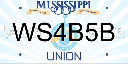 WS4B5B Mississippi License Plate