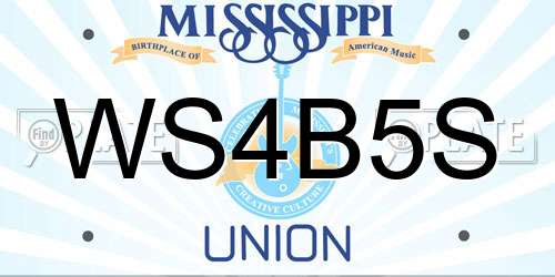 WS4B5S Mississippi License Plate