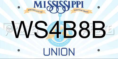 WS4B8B Mississippi License Plate