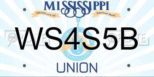 WS4S5B Mississippi License Plate