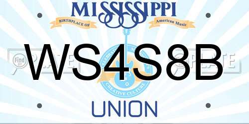 WS4S8B Mississippi License Plate