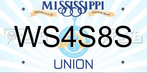 WS4S8S Mississippi License Plate