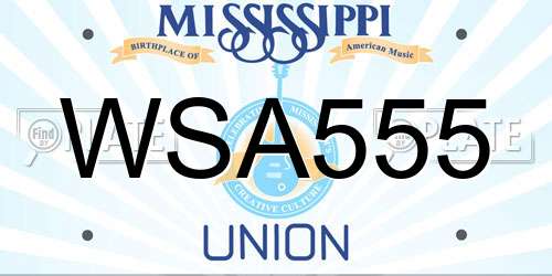 WSA555 Mississippi License Plate