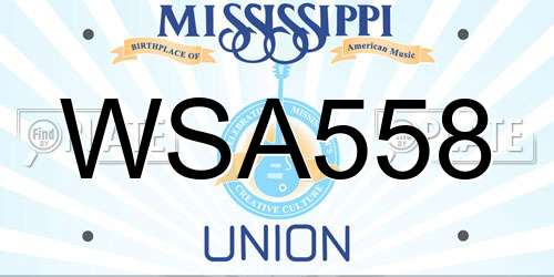 WSA558 Mississippi License Plate