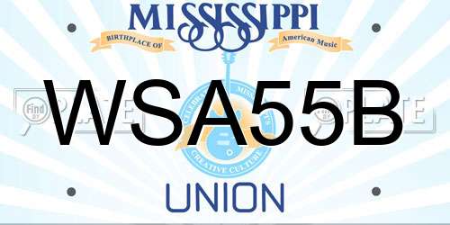 WSA55B Mississippi License Plate