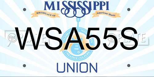 WSA55S Mississippi License Plate