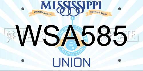 WSA585 Mississippi License Plate
