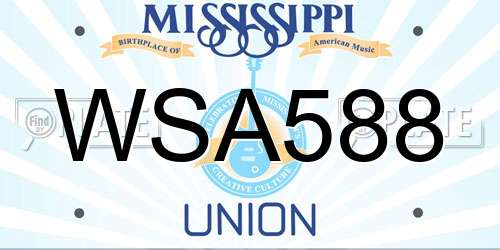 WSA588 Mississippi License Plate