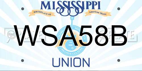 WSA58B Mississippi License Plate