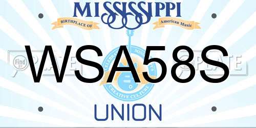 WSA58S Mississippi License Plate