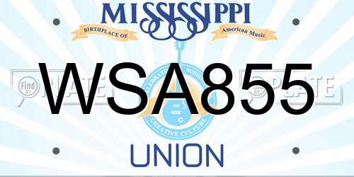 WSA855 Mississippi License Plate