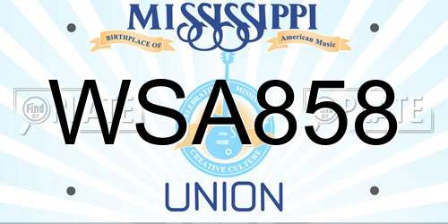 WSA858 Mississippi License Plate