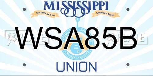 WSA85B Mississippi License Plate