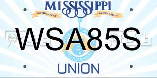 WSA85S Mississippi License Plate
